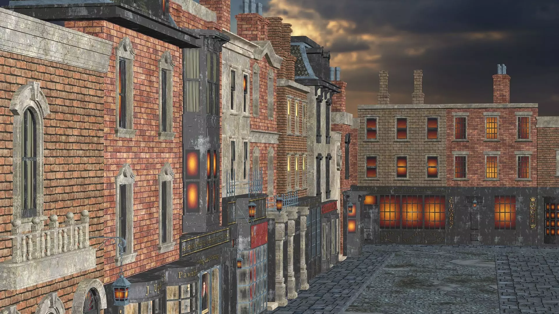 London Victorian Era Street Environment For Blender 3D Model Low-poly 3D model_0