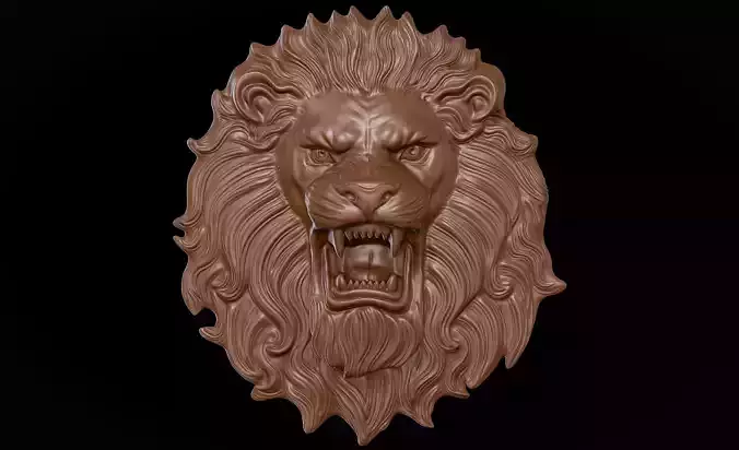 Lion Head Bas Relief 3D Model for CNC and 3D Printing
