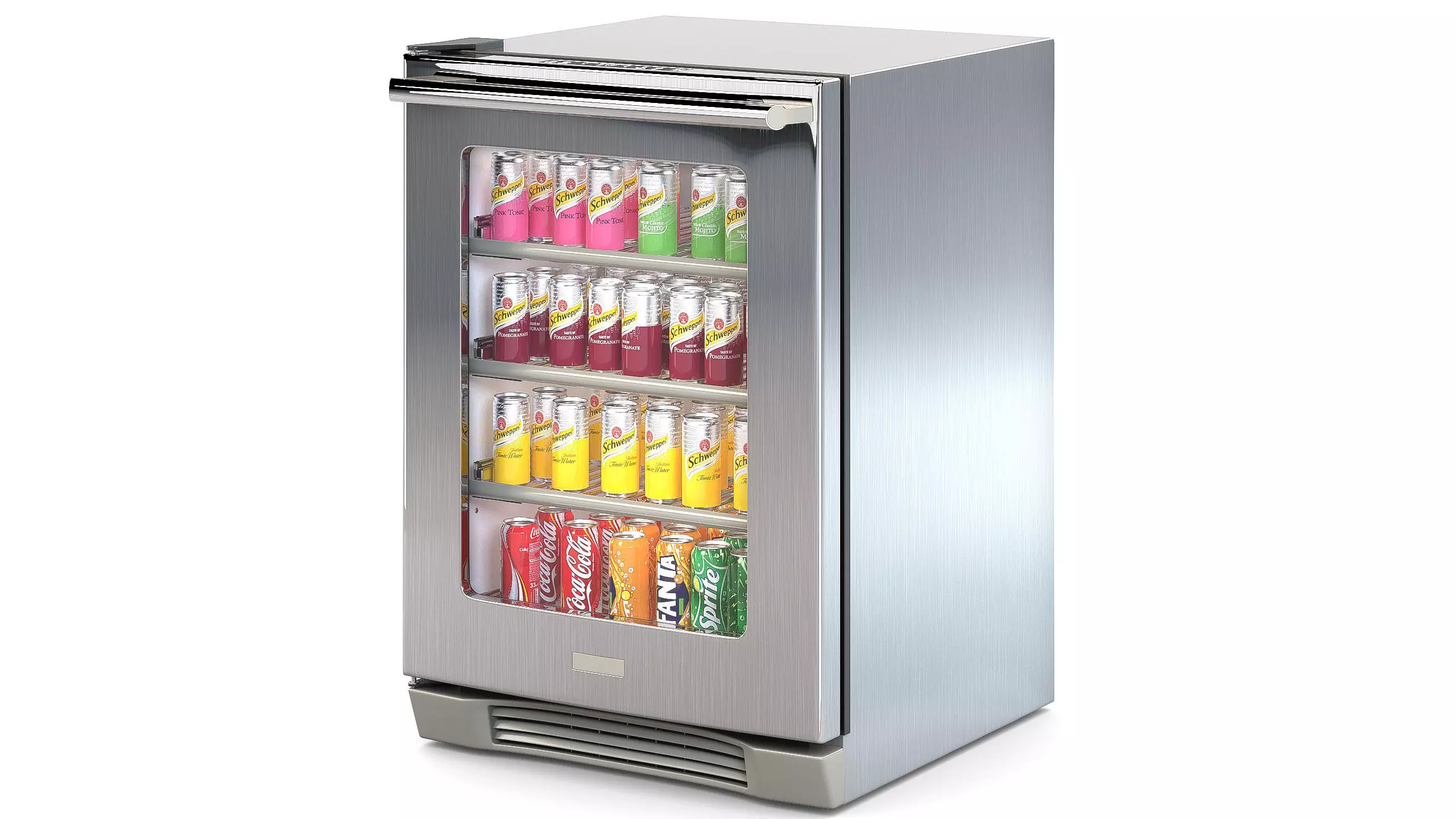 Refrigerator with drinks Low-poly 3D model_1