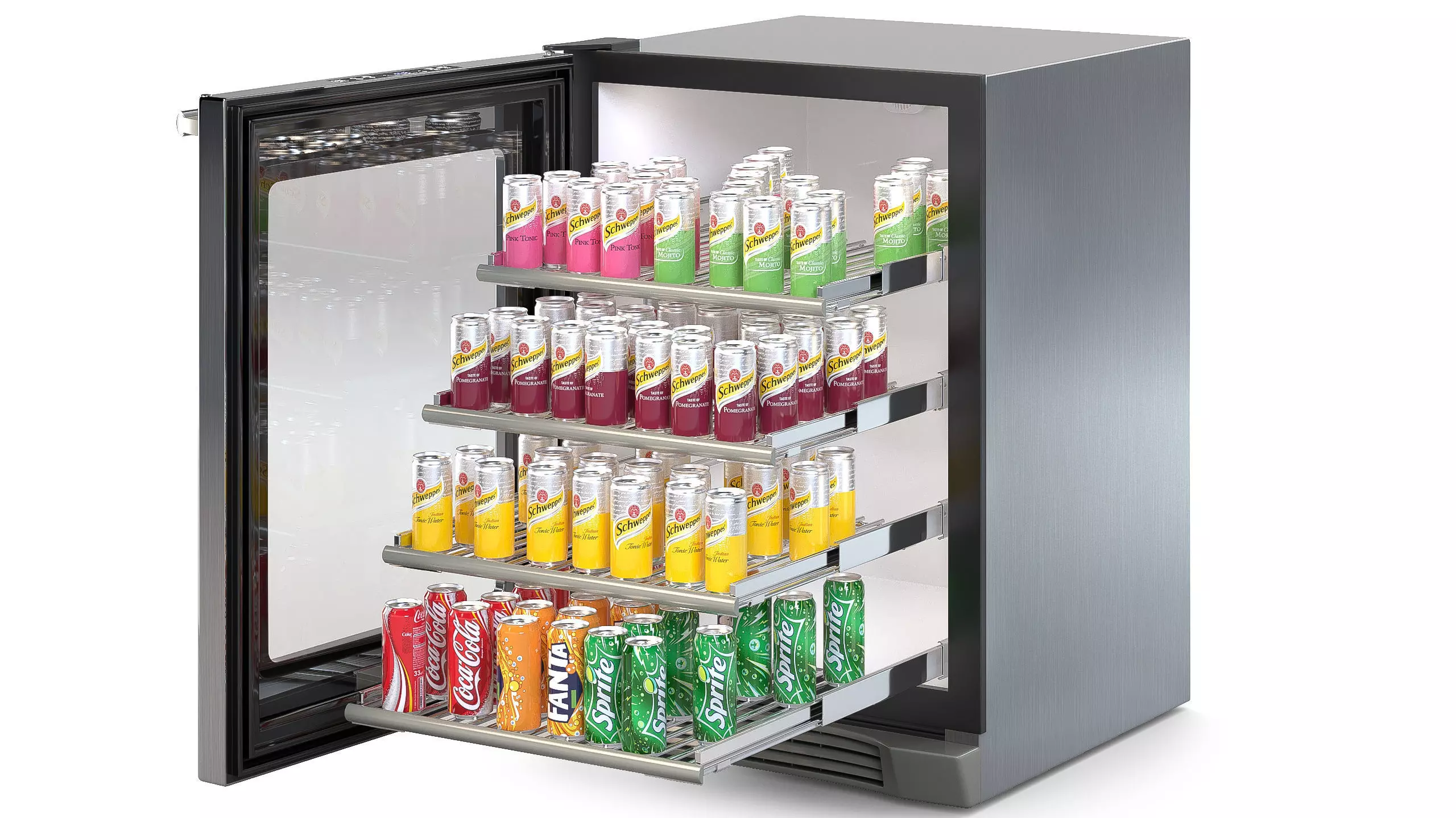 Refrigerator with drinks Low-poly 3D model_0