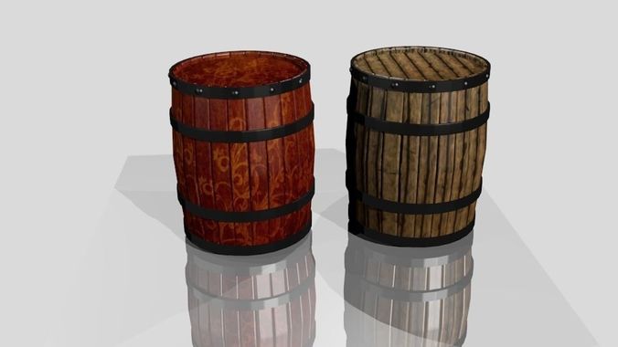 barrel two wooden barrels Free 3D model