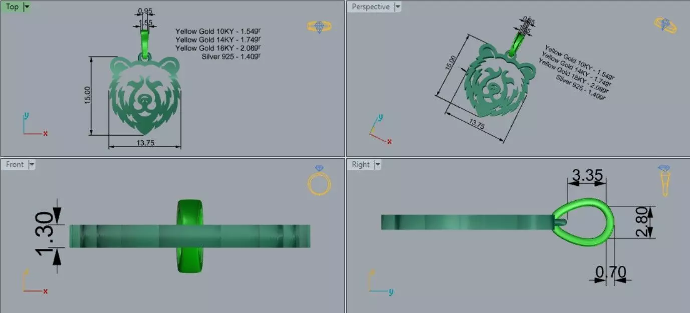 Bear Pendent 3D print model_12