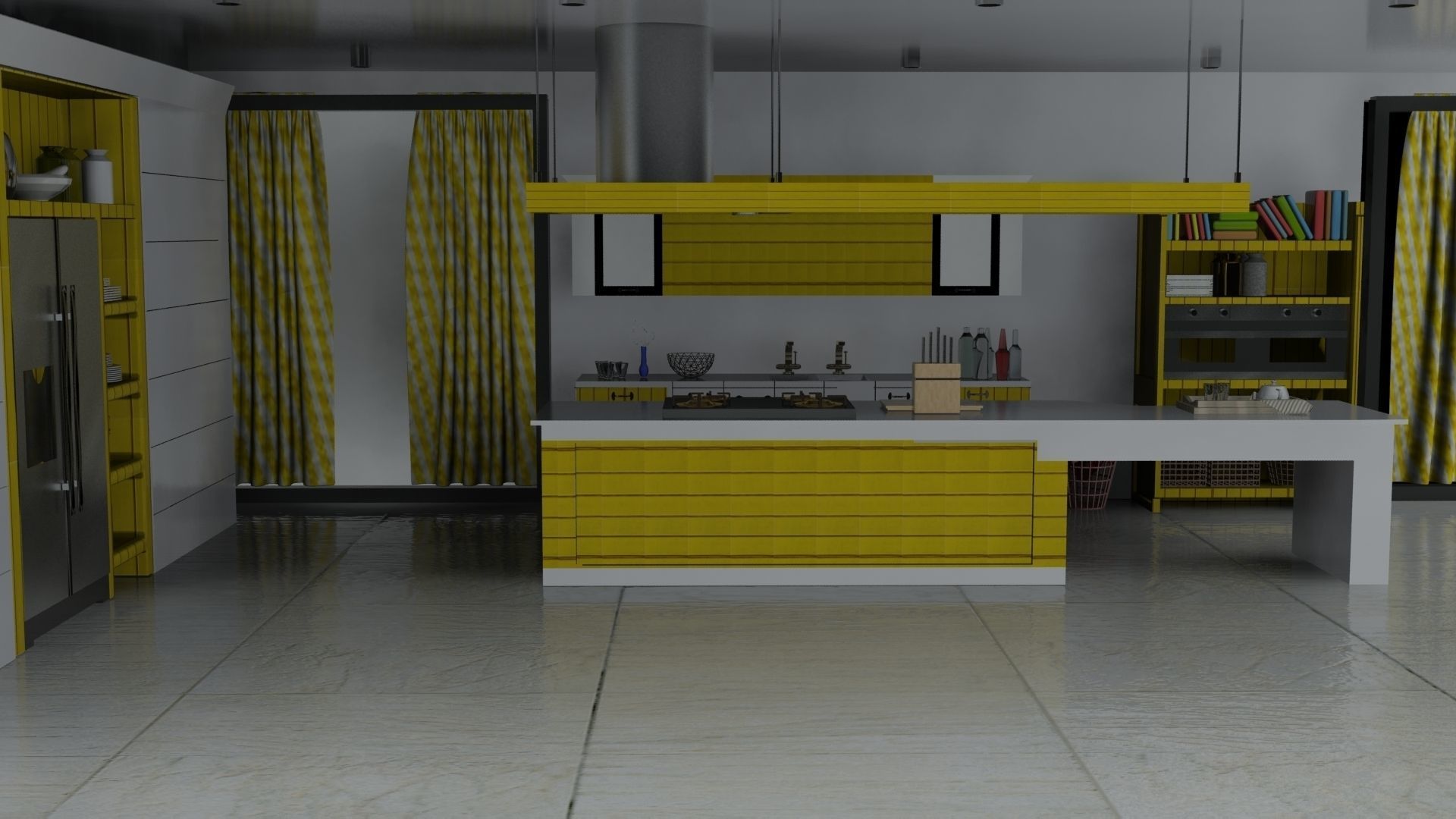 3D Kitchen Model modern with cabinets 3D model_2