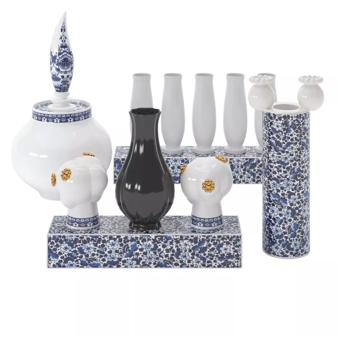 Delft Blue Vases 02 3D model