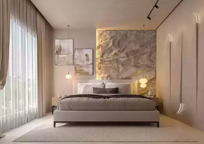 Modern Bedroom 3D Model  3ds Max Corona Renderer  Fully Textured