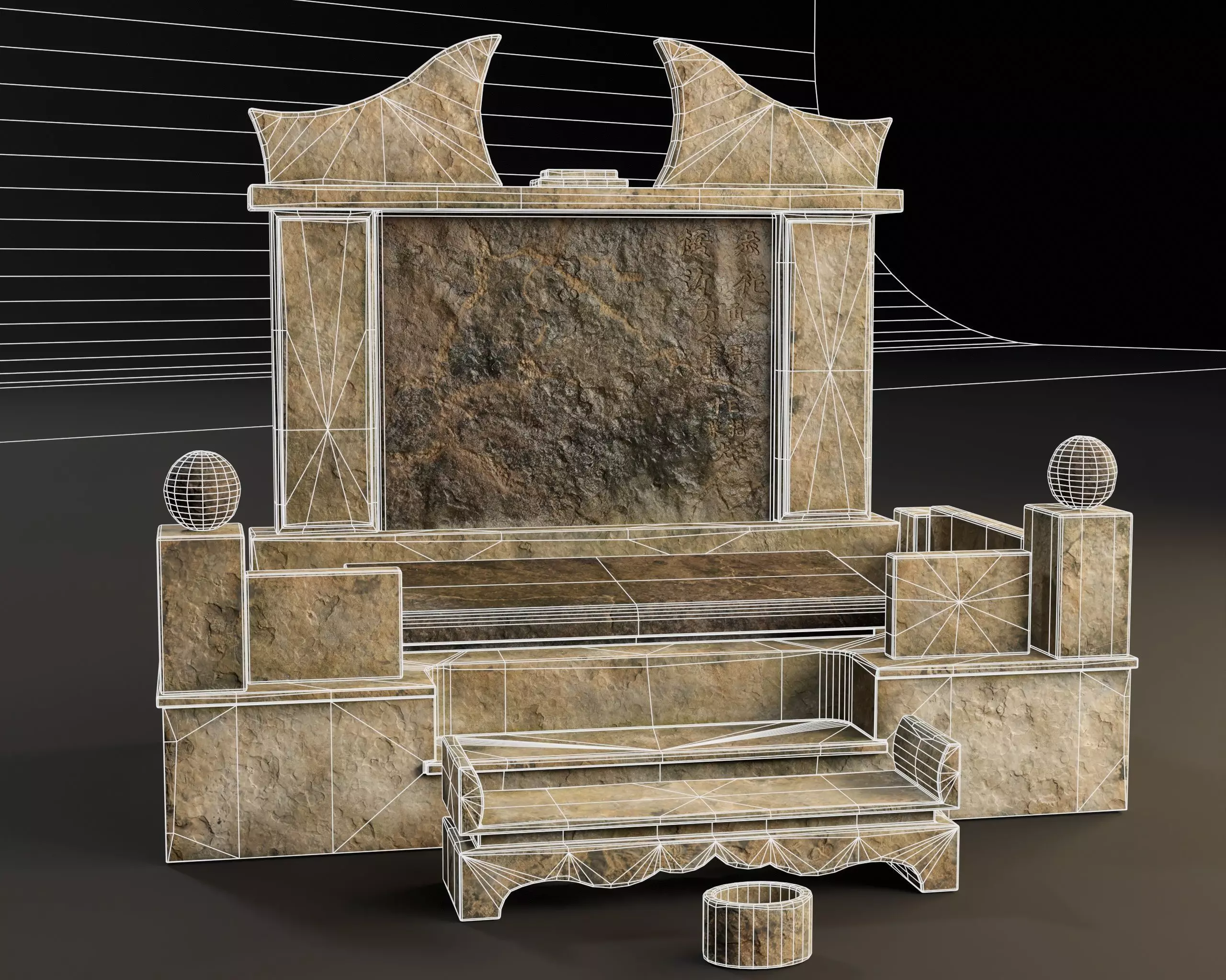 Japanese Hakaishi Shrine Marker 07 Low-poly 3D model_3