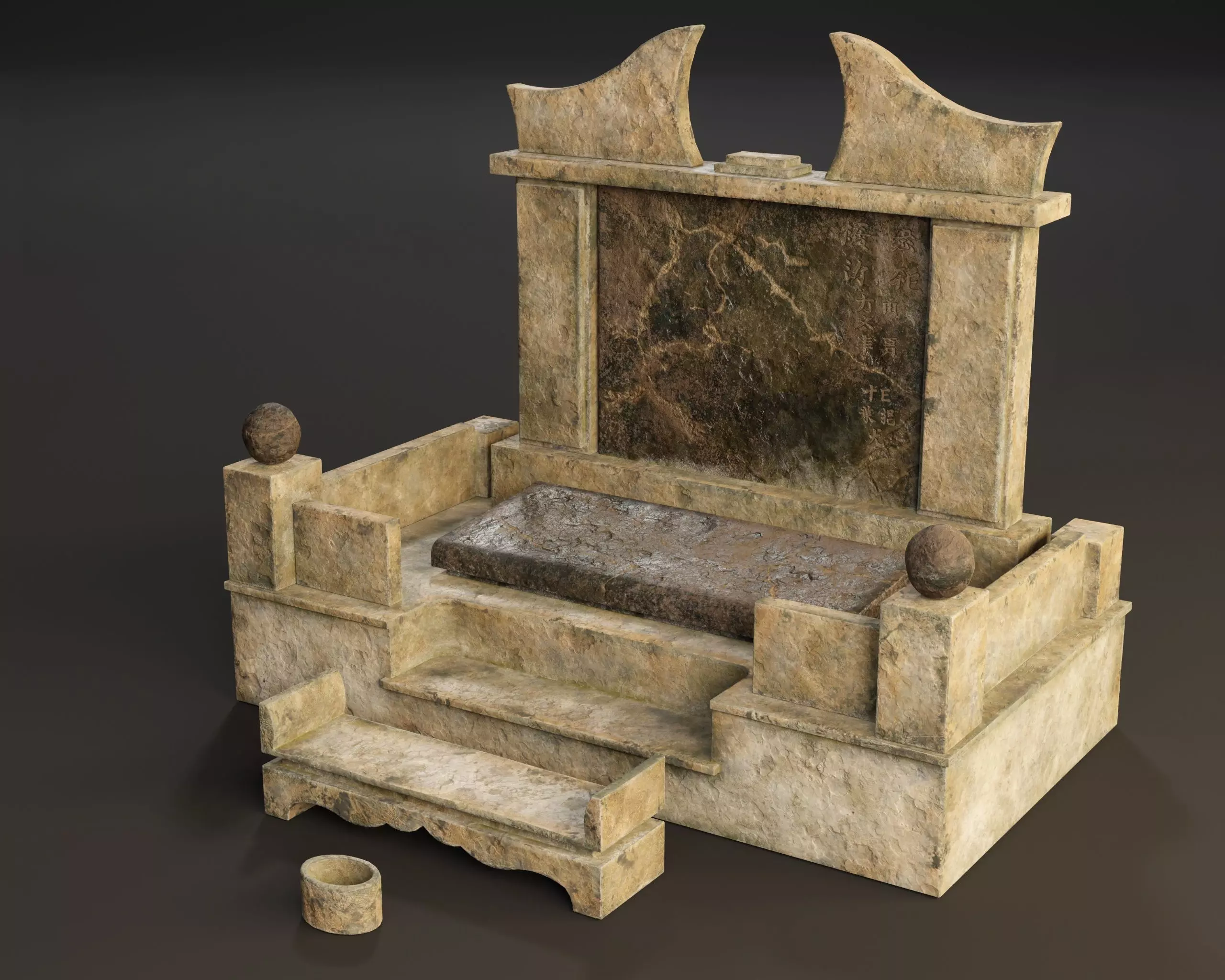 Japanese Hakaishi Shrine Marker 07 Low-poly 3D model_8