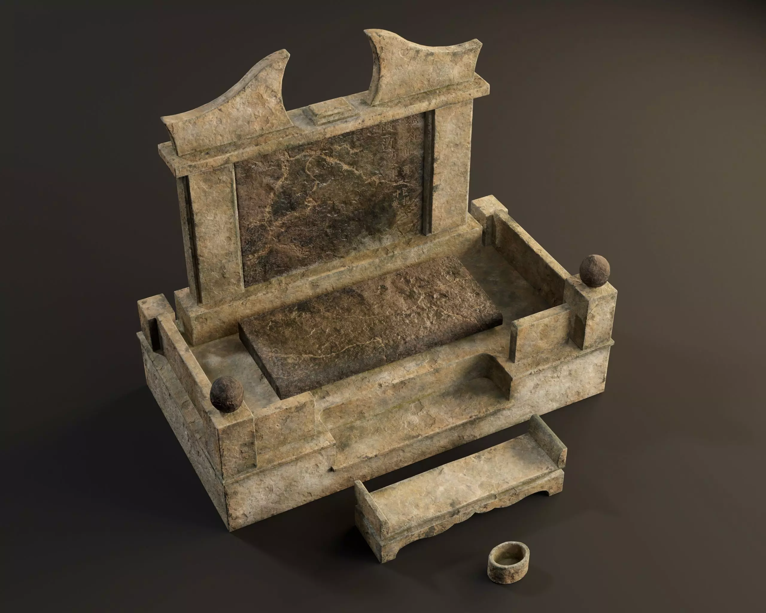 Japanese Hakaishi Shrine Marker 07 Low-poly 3D model_4