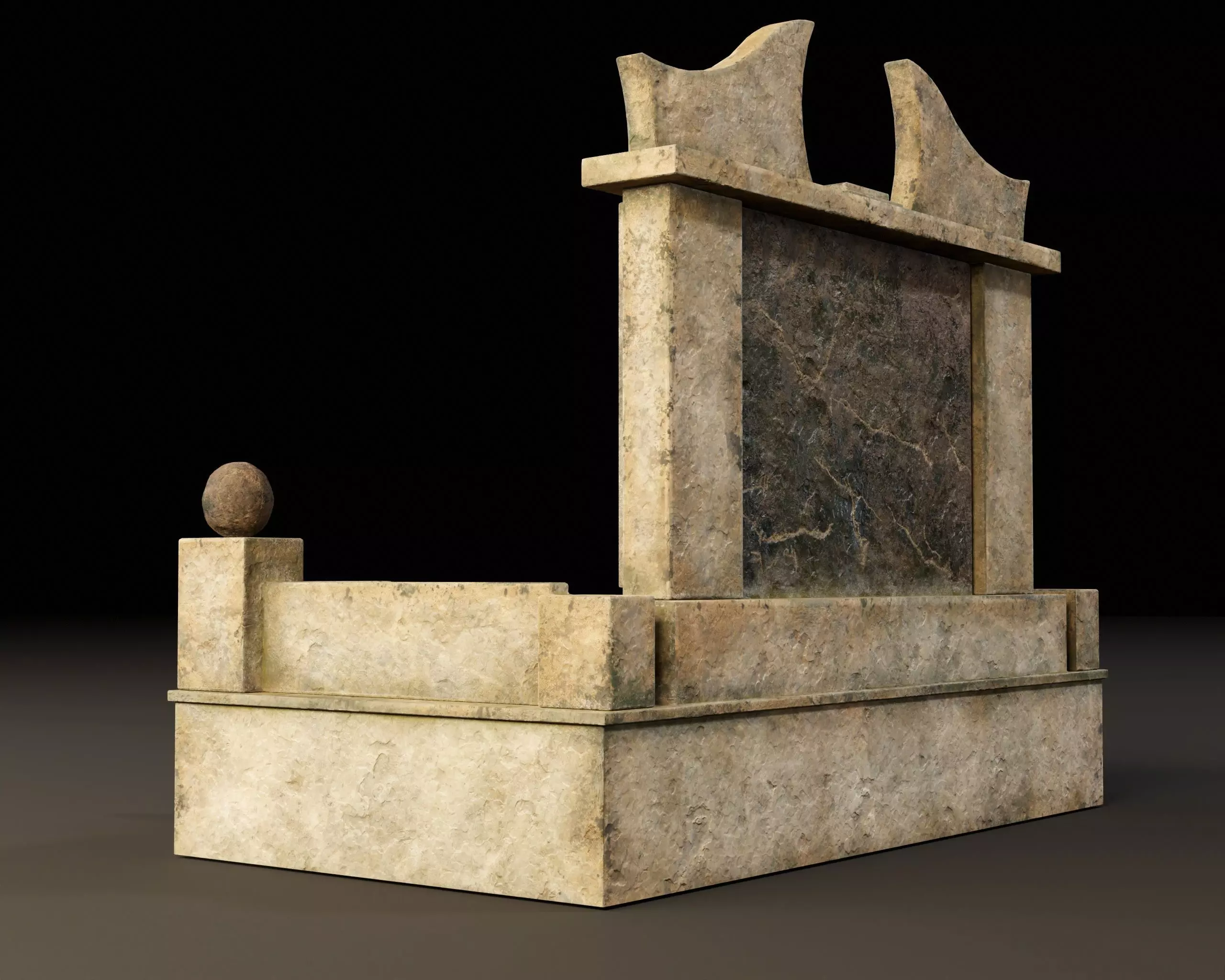 Japanese Hakaishi Shrine Marker 07 Low-poly 3D model_12