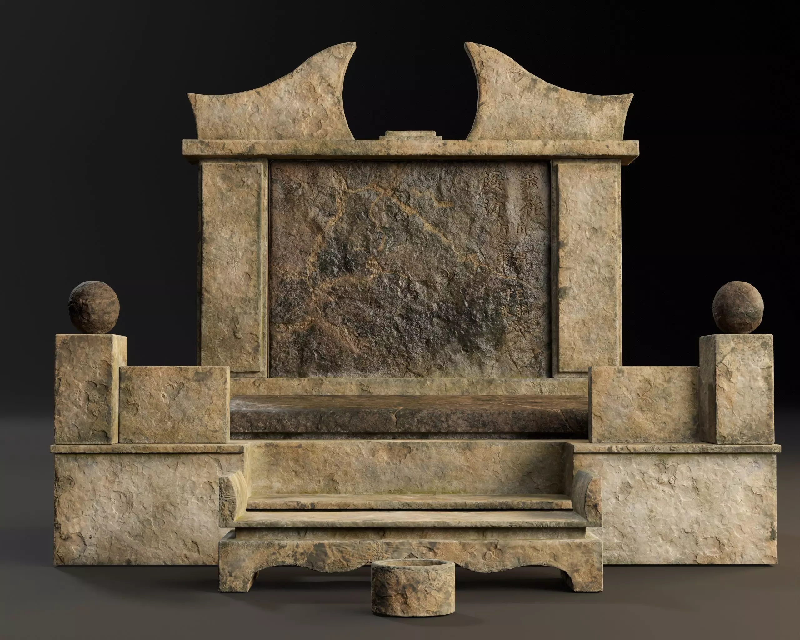 Japanese Hakaishi Shrine Marker 07 Low-poly 3D model_6