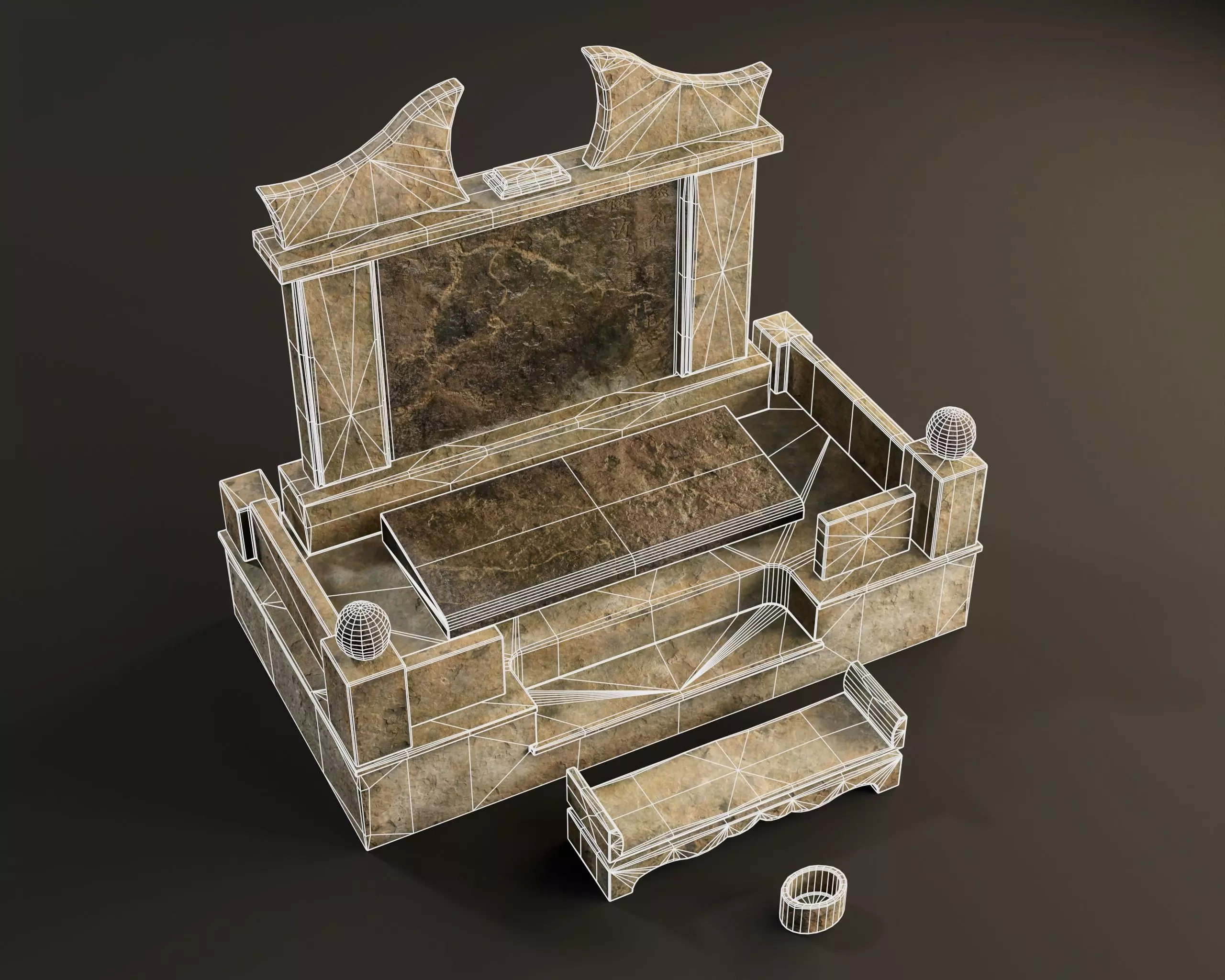 Japanese Hakaishi Shrine Marker 07 Low-poly 3D model_5