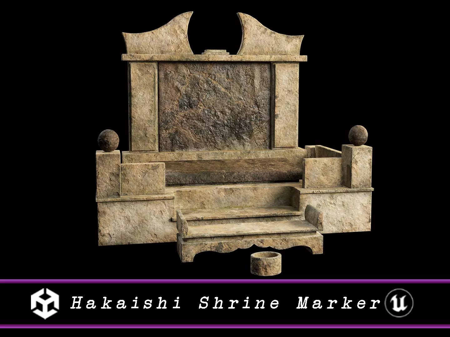 Japanese Hakaishi Shrine Marker 07 Low-poly 3D model_0