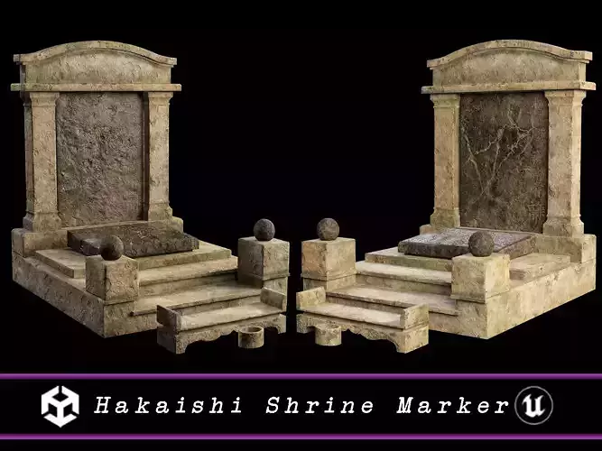Japanese Hakaishi Shrine Marker 05 Low-poly 3D model