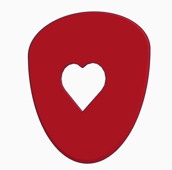 GUITAR PICK HEART 060mm Free 3D print model