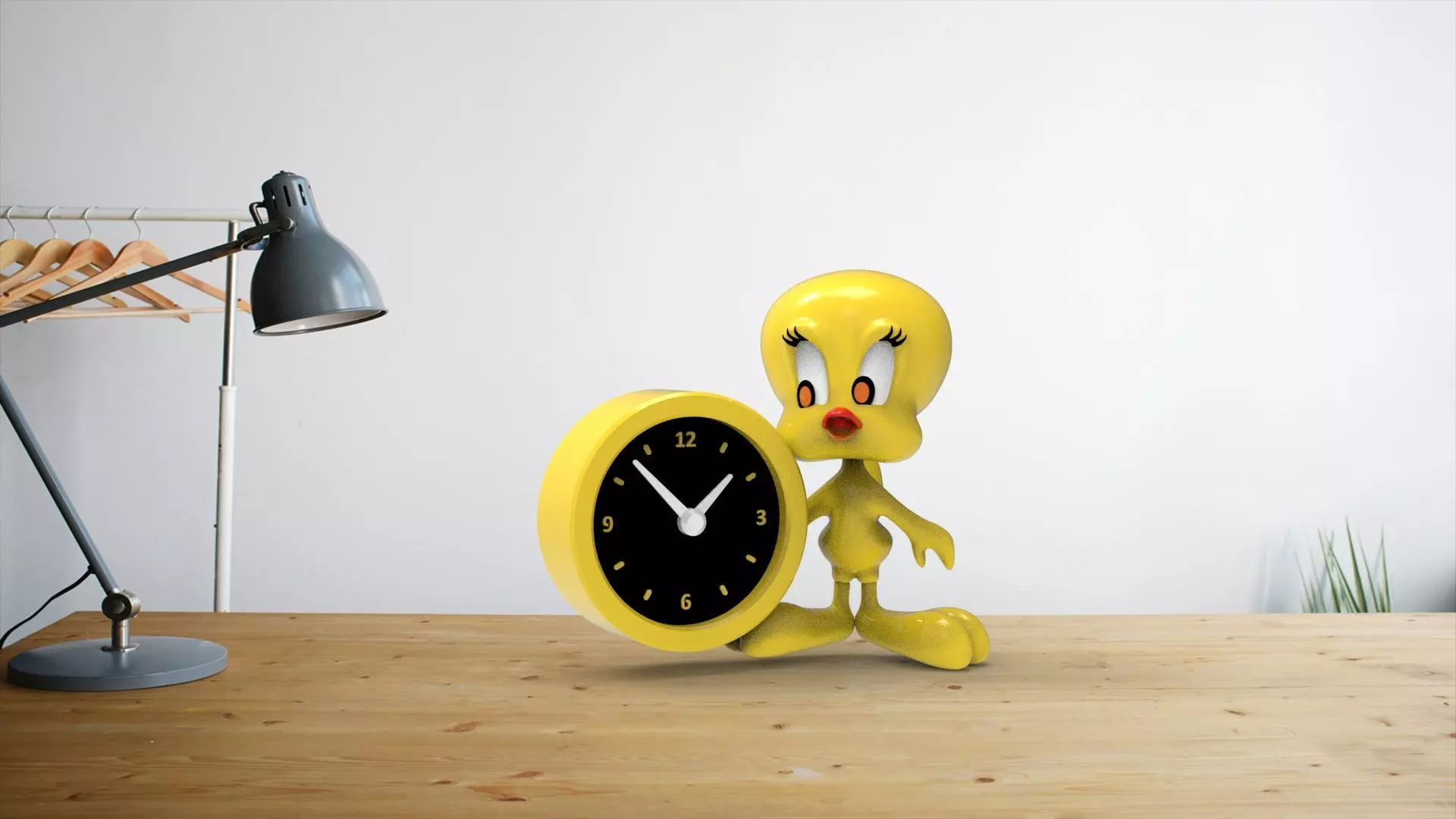 Tweety desk clock 3D print model_0