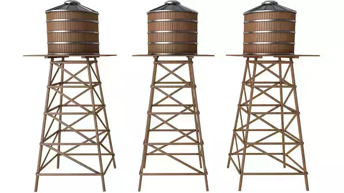 Wooden Water Tower 3D model