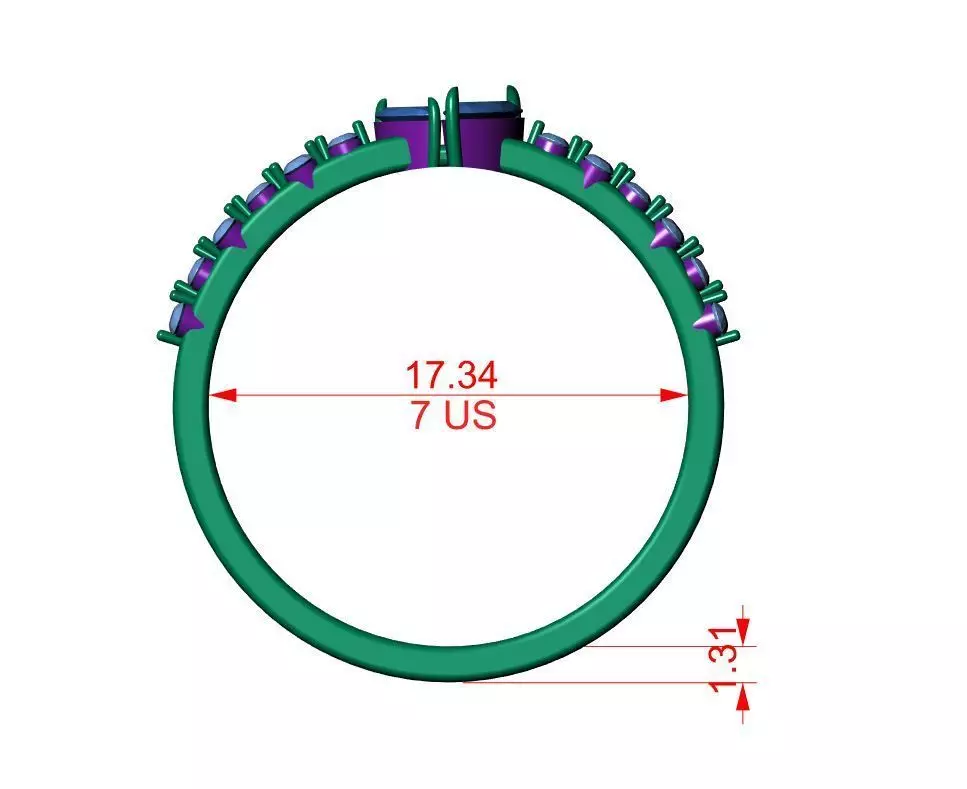 Solitaire ring 3D print model_12