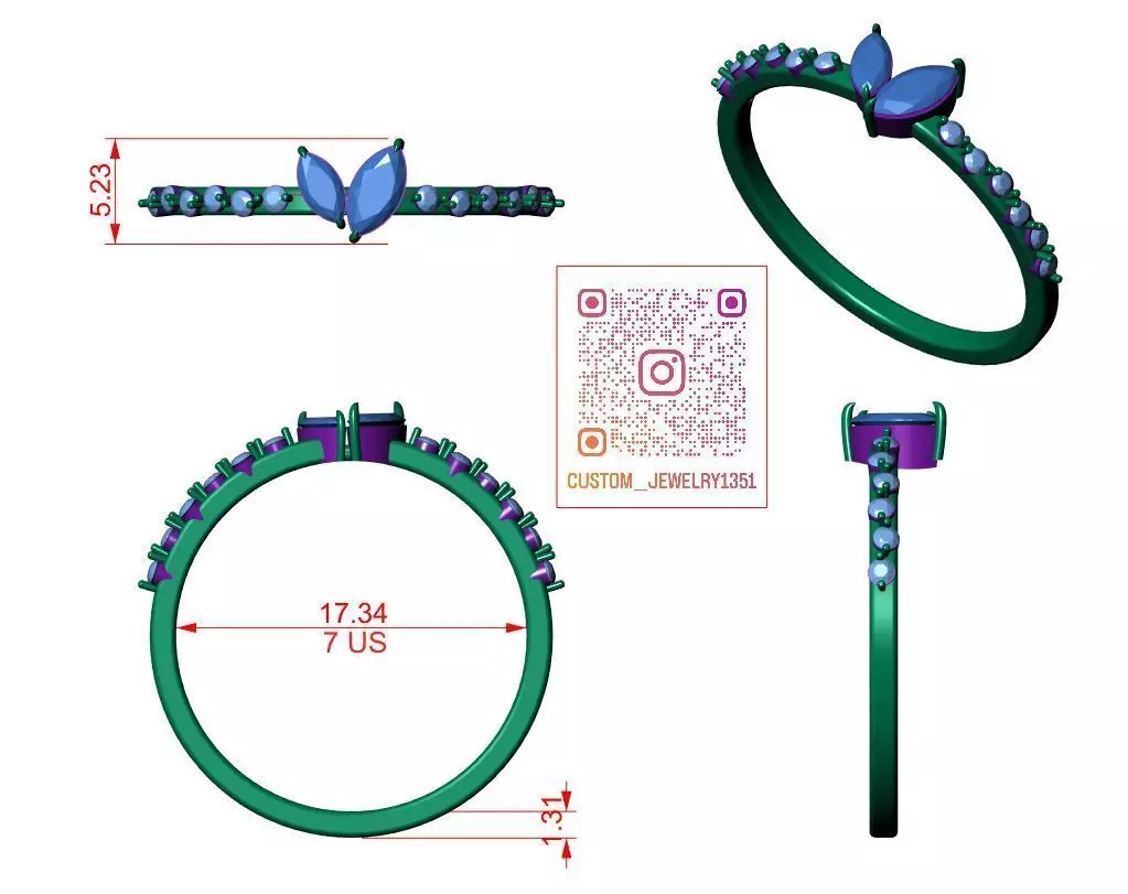 Solitaire ring 3D print model_6
