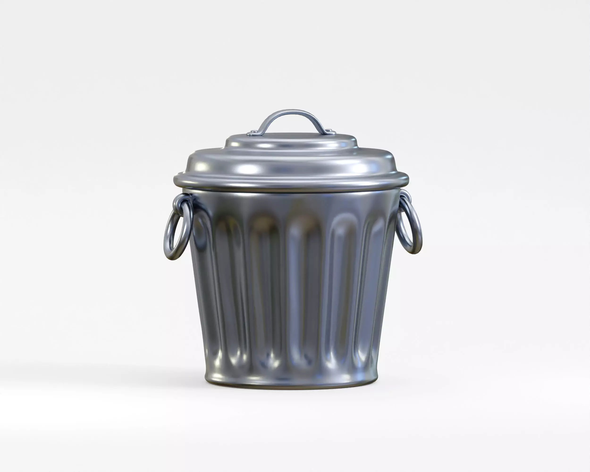 Metal trash can Low-poly 3D model_0