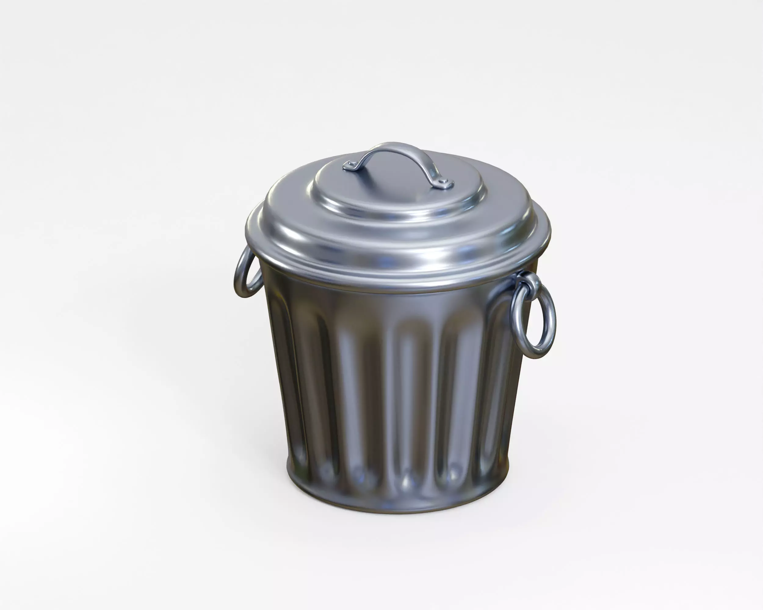 Metal trash can Low-poly 3D model_4