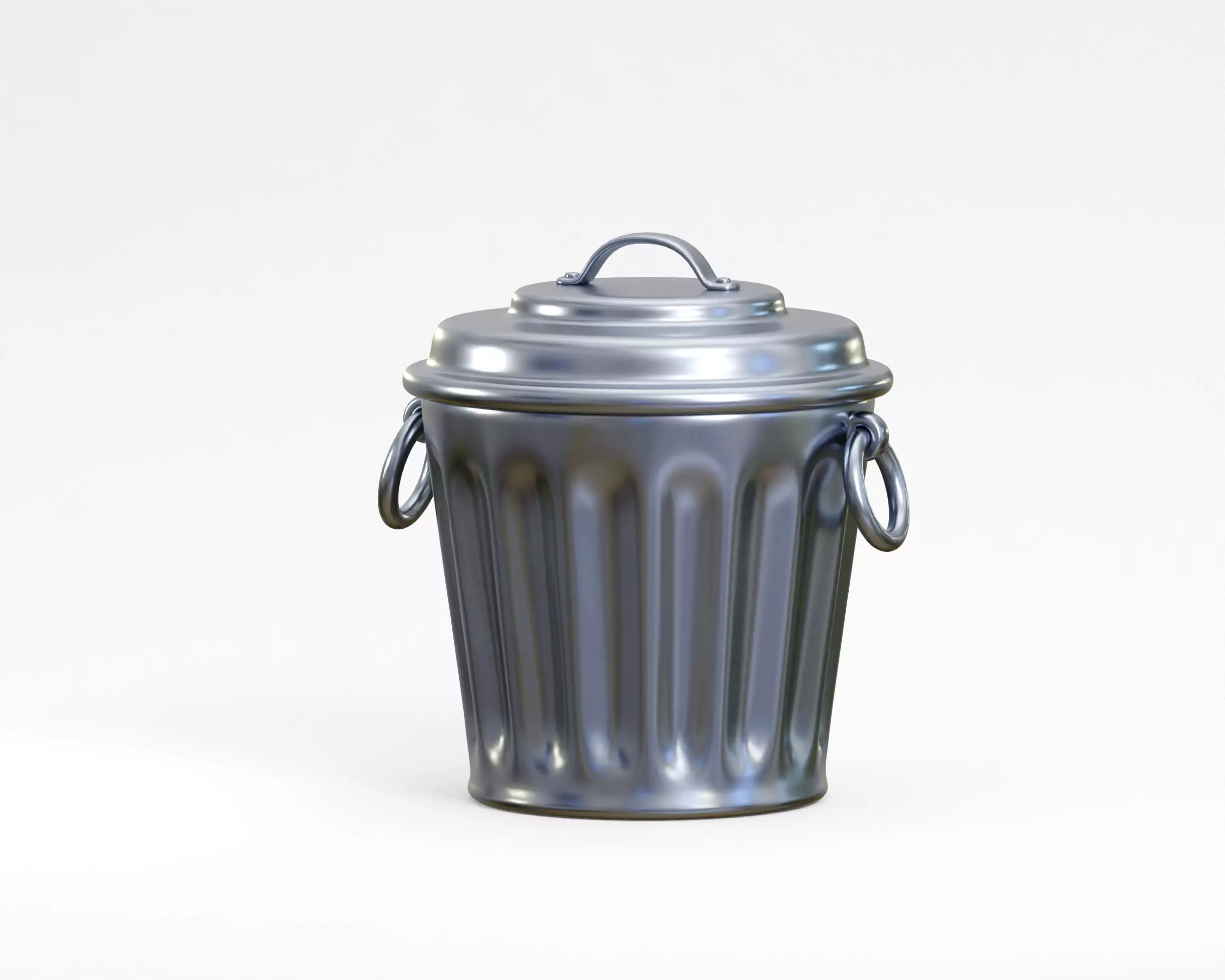 Metal trash can Low-poly 3D model_2