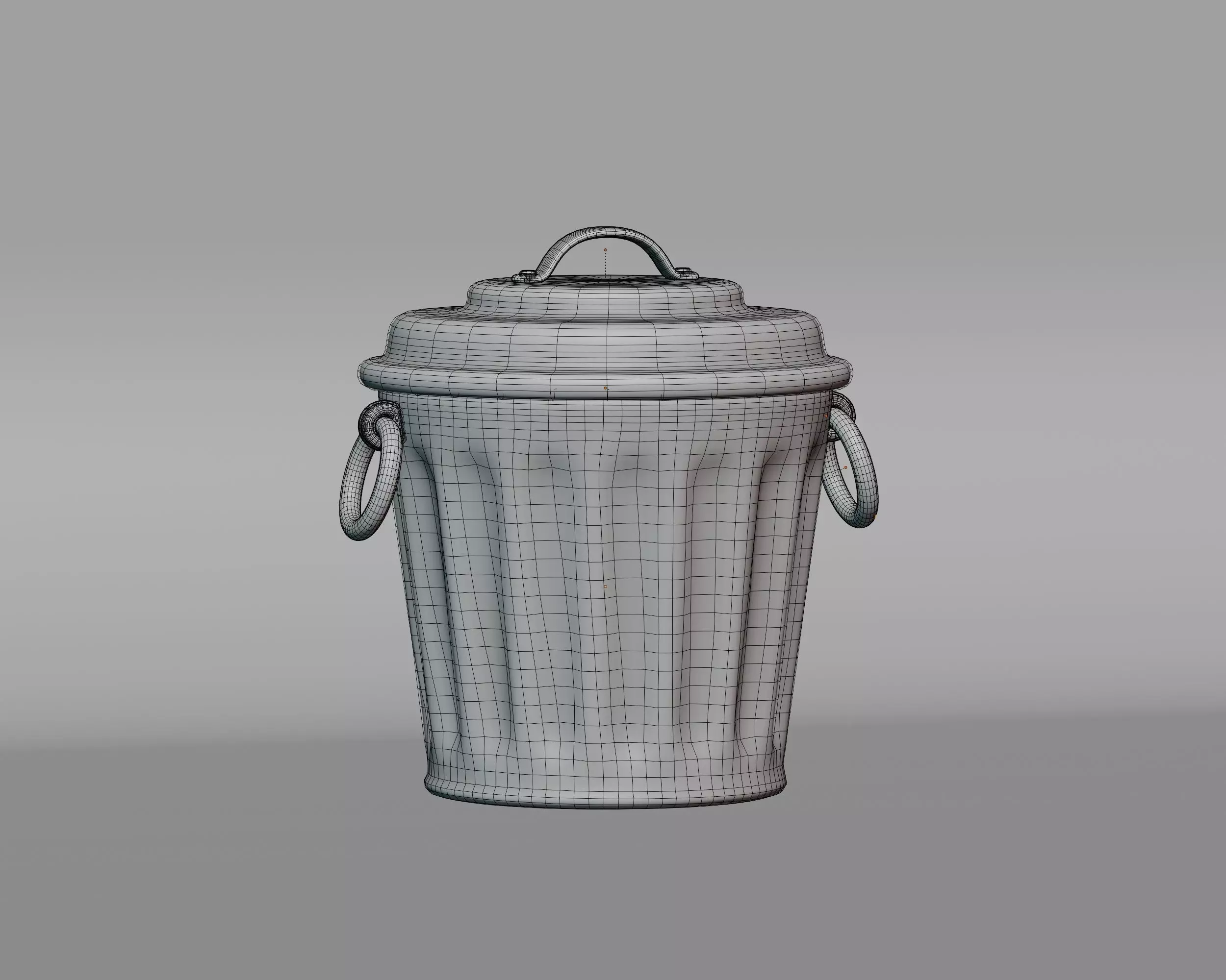 Metal trash can Low-poly 3D model_1