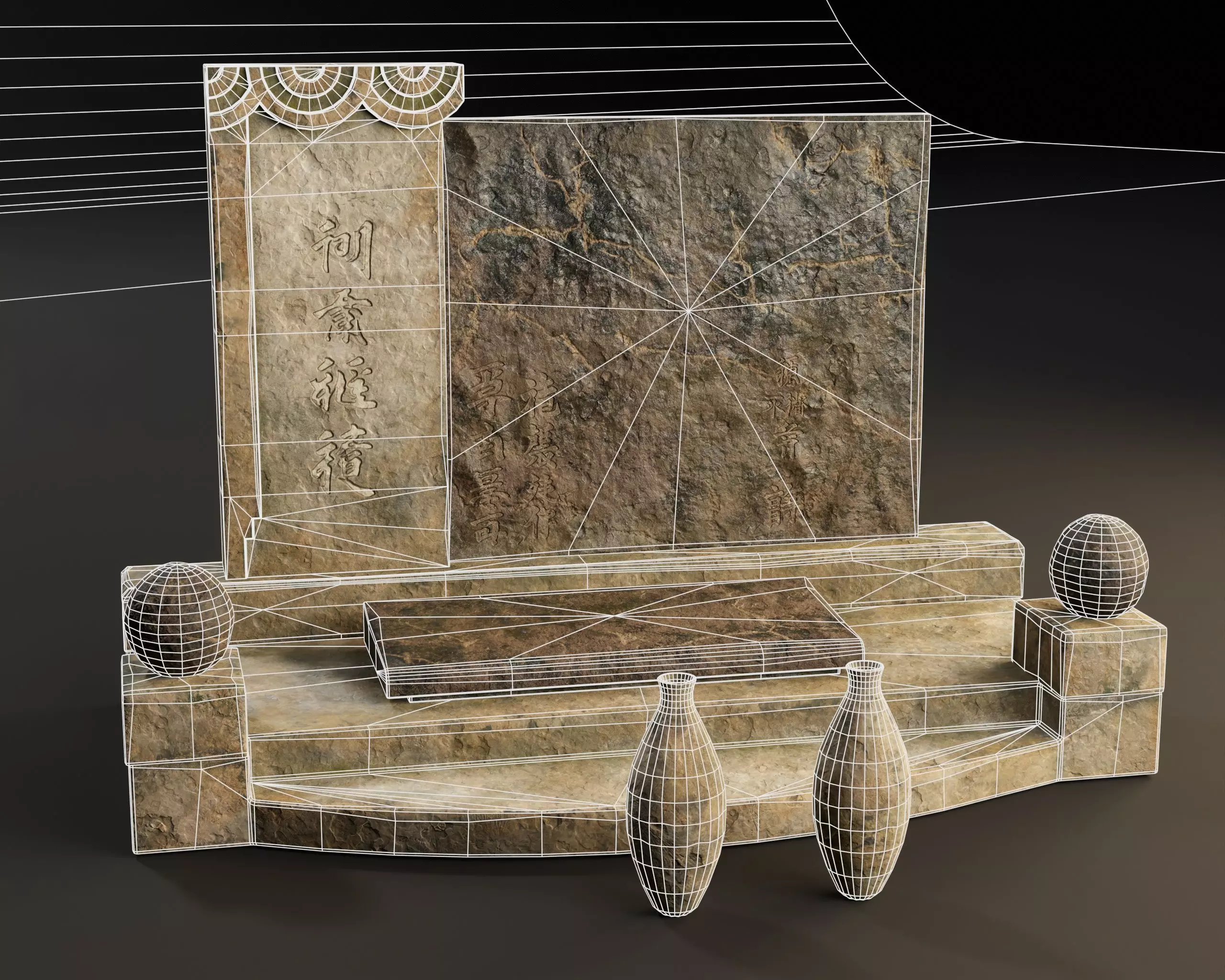 Japanese Hakaishi Shrine Marker 02 Low-poly 3D model_3