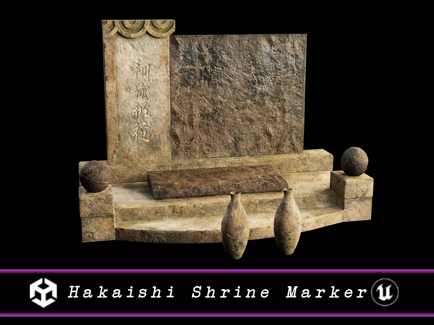 Japanese Hakaishi Shrine Marker 02 Low-poly 3D model_0
