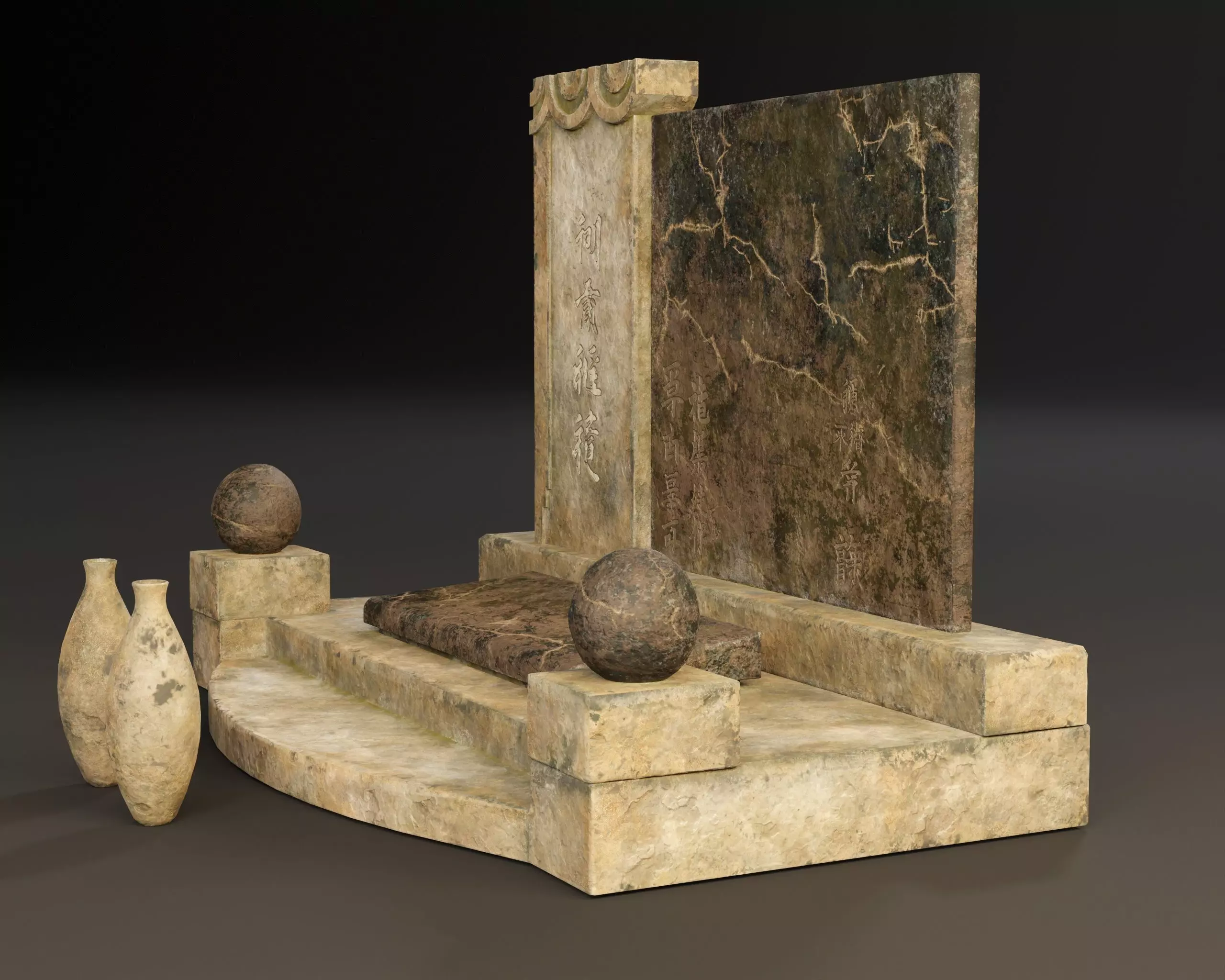 Japanese Hakaishi Shrine Marker 02 Low-poly 3D model_10