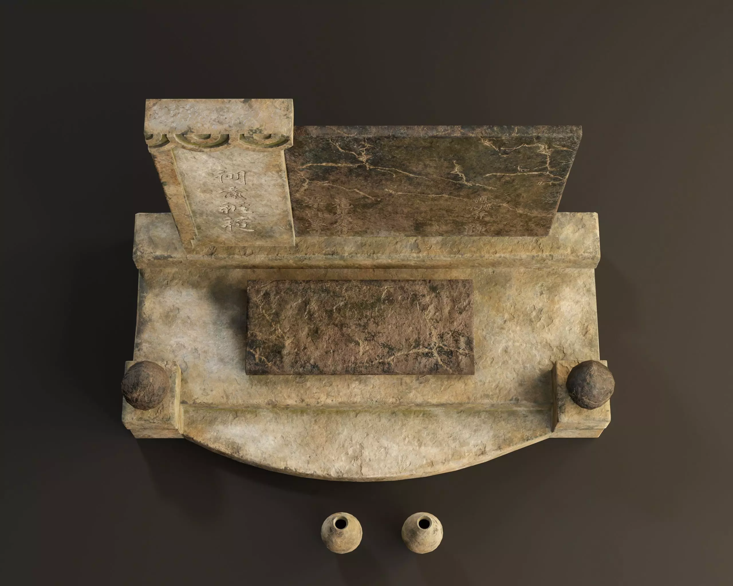 Japanese Hakaishi Shrine Marker 02 Low-poly 3D model_12