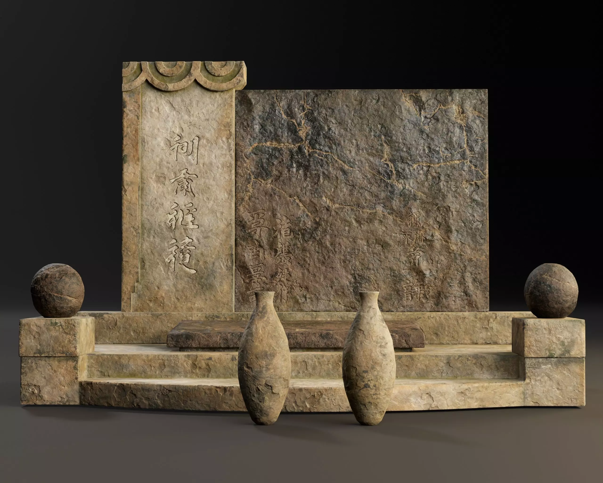 Japanese Hakaishi Shrine Marker 02 Low-poly 3D model_4