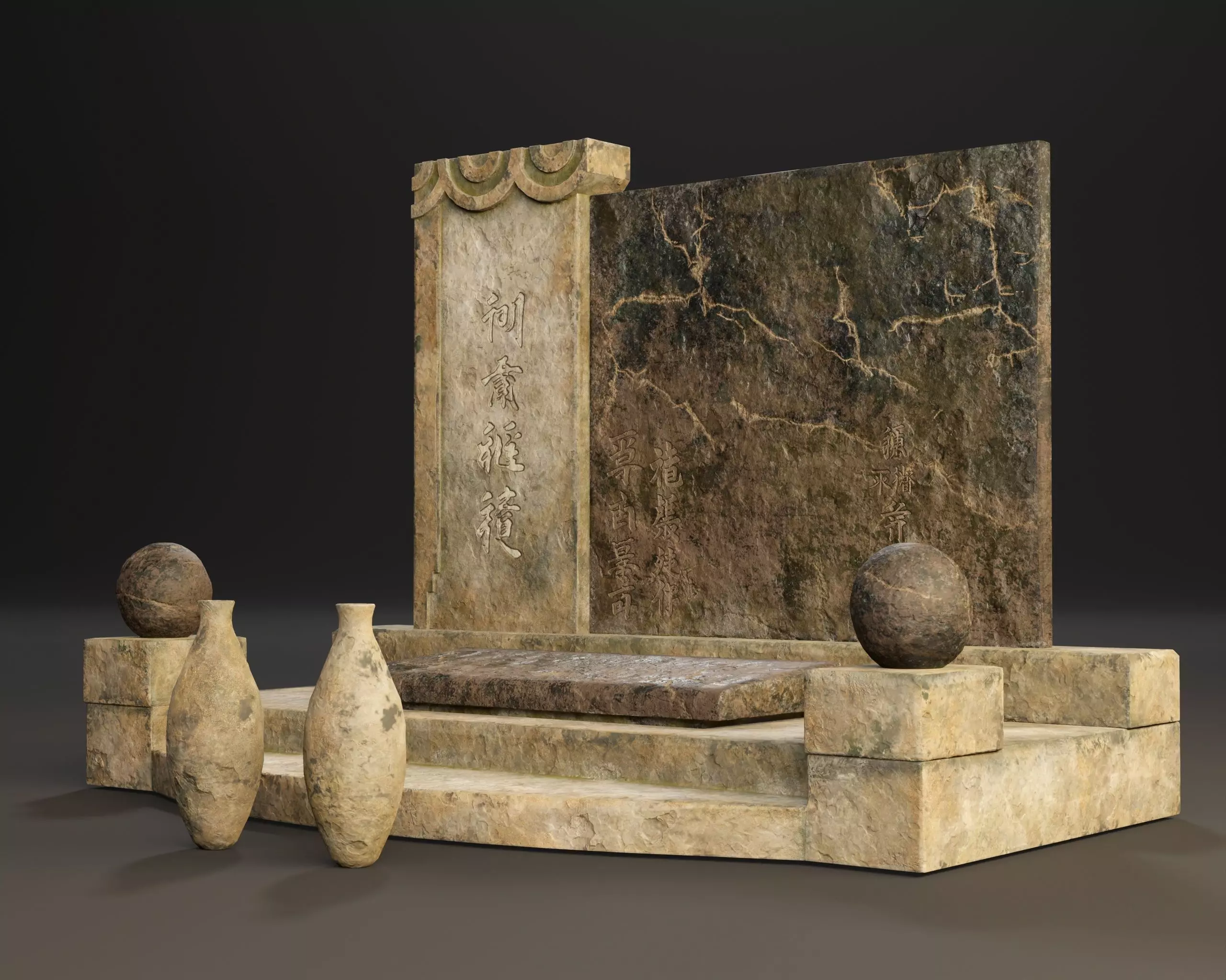 Japanese Hakaishi Shrine Marker 02 Low-poly 3D model_6