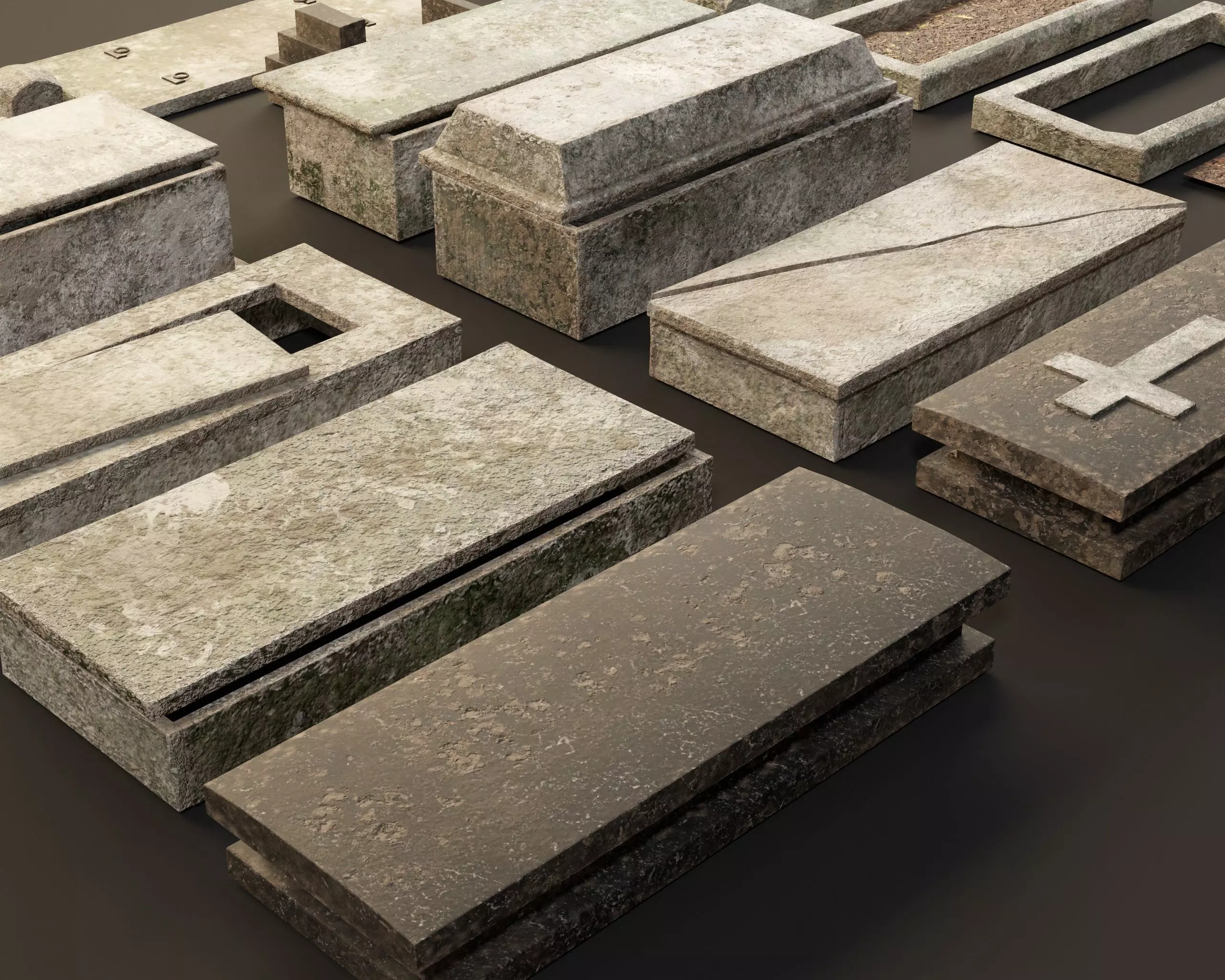 Cemetery Modular Burial Set Low-poly 3D model_14