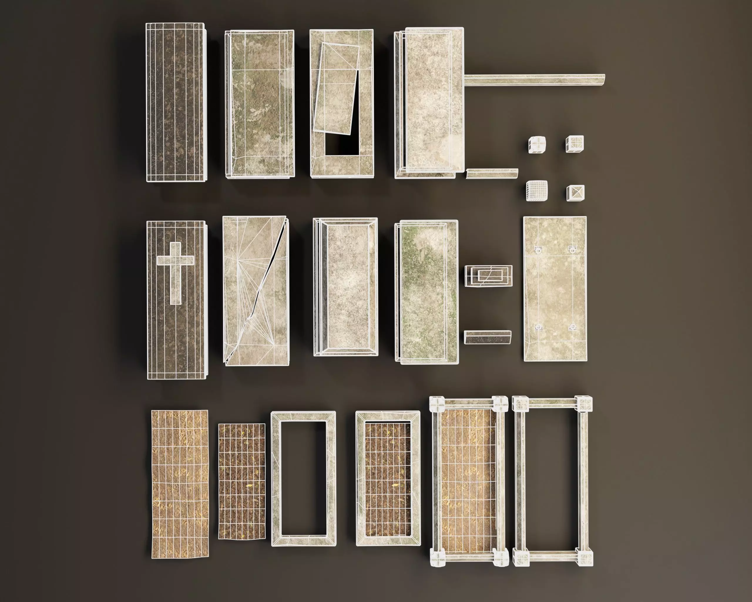 Cemetery Modular Burial Set Low-poly 3D model_5