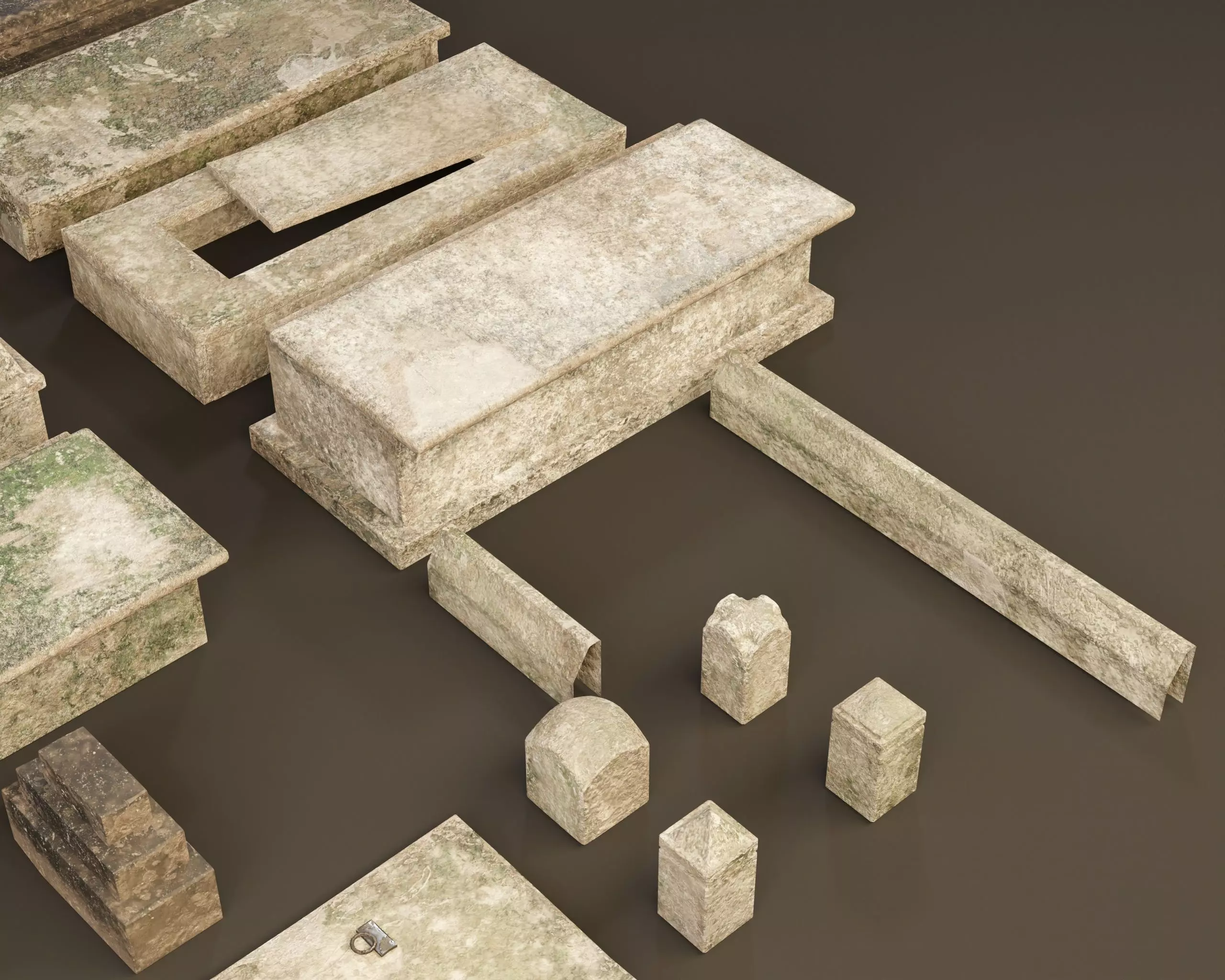 Cemetery Modular Burial Set Low-poly 3D model_10