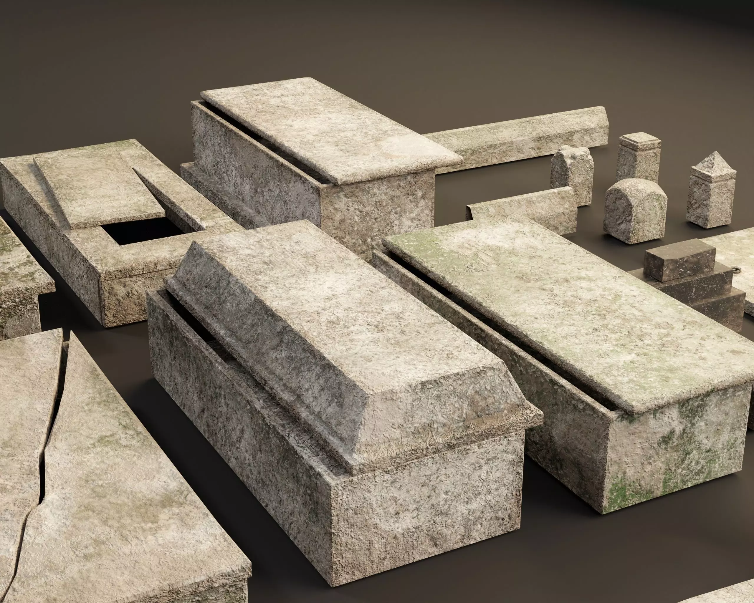 Cemetery Modular Burial Set Low-poly 3D model_12