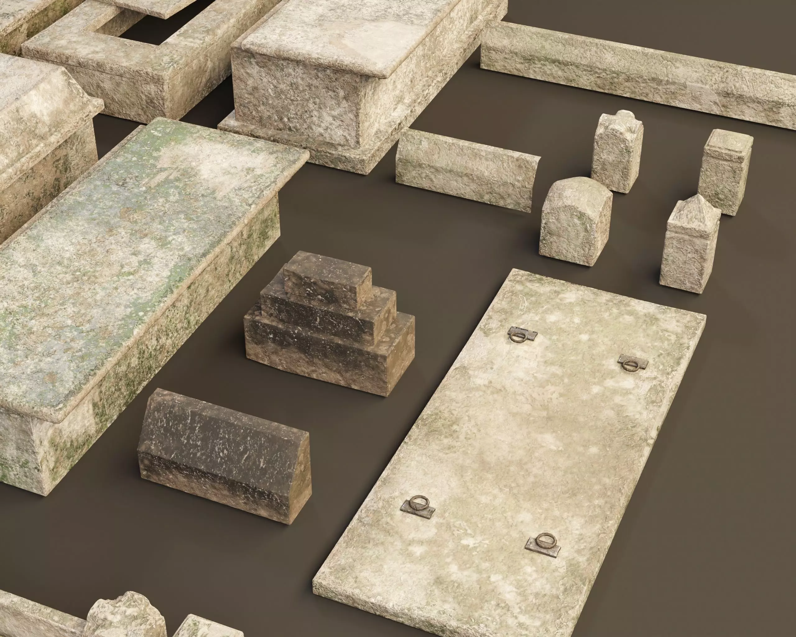 Cemetery Modular Burial Set Low-poly 3D model_8