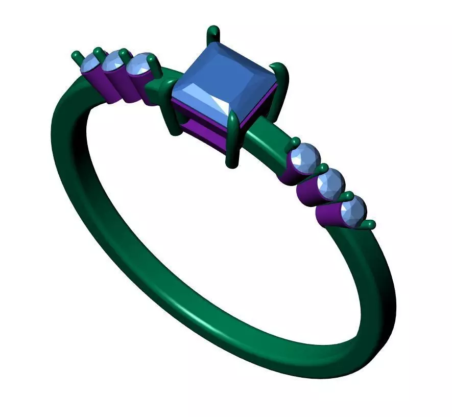 Solitaire ring 3D print model_6