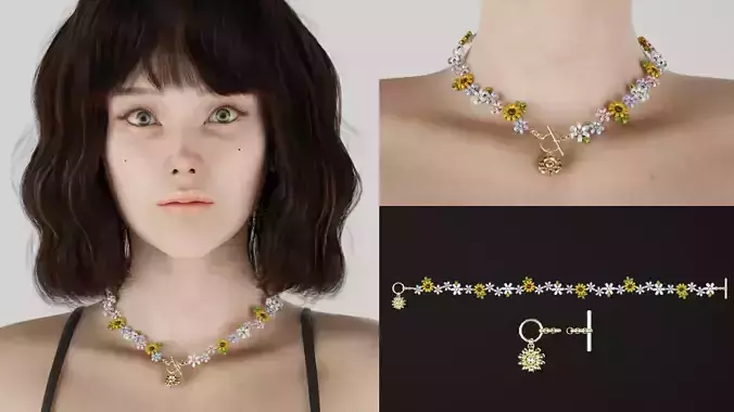 Floral Garden Bead Necklace