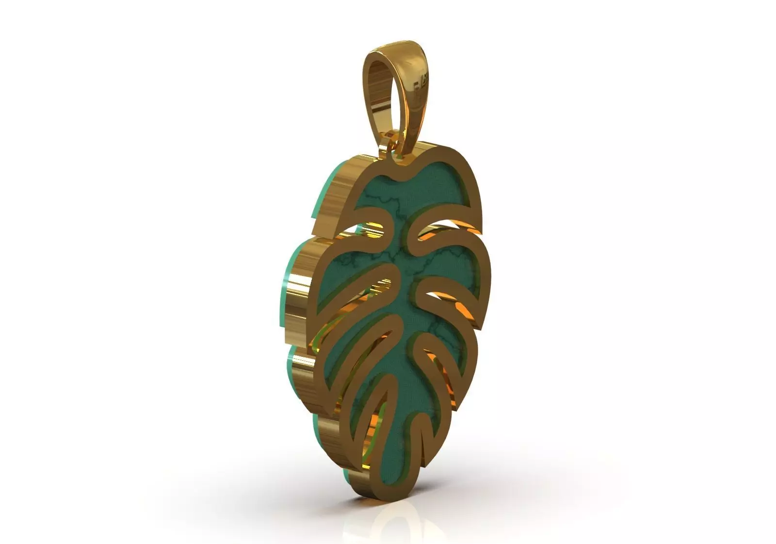Plaque Turquoise Monstera Leaf gp0134 3D print model_3