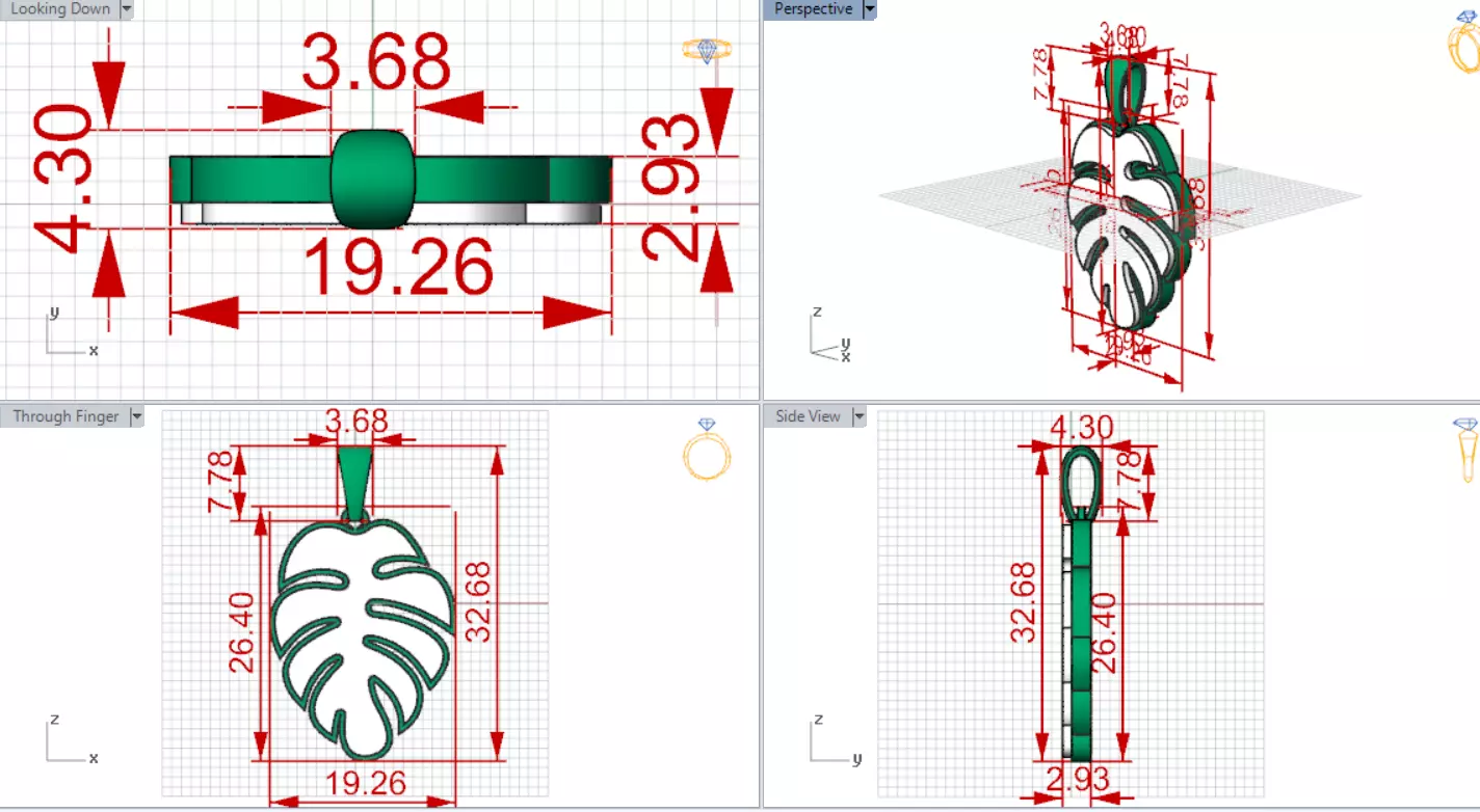 Plaque Turquoise Monstera Leaf gp0134 3D print model_20