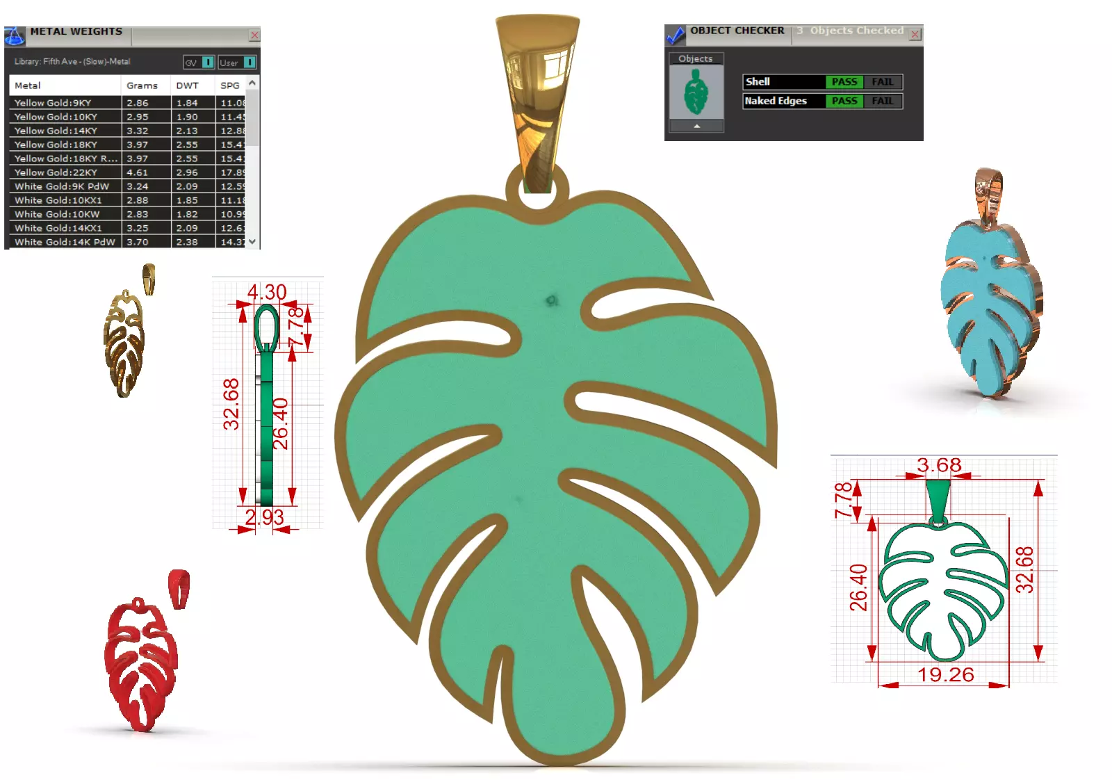 Plaque Turquoise Monstera Leaf gp0134 3D print model_0
