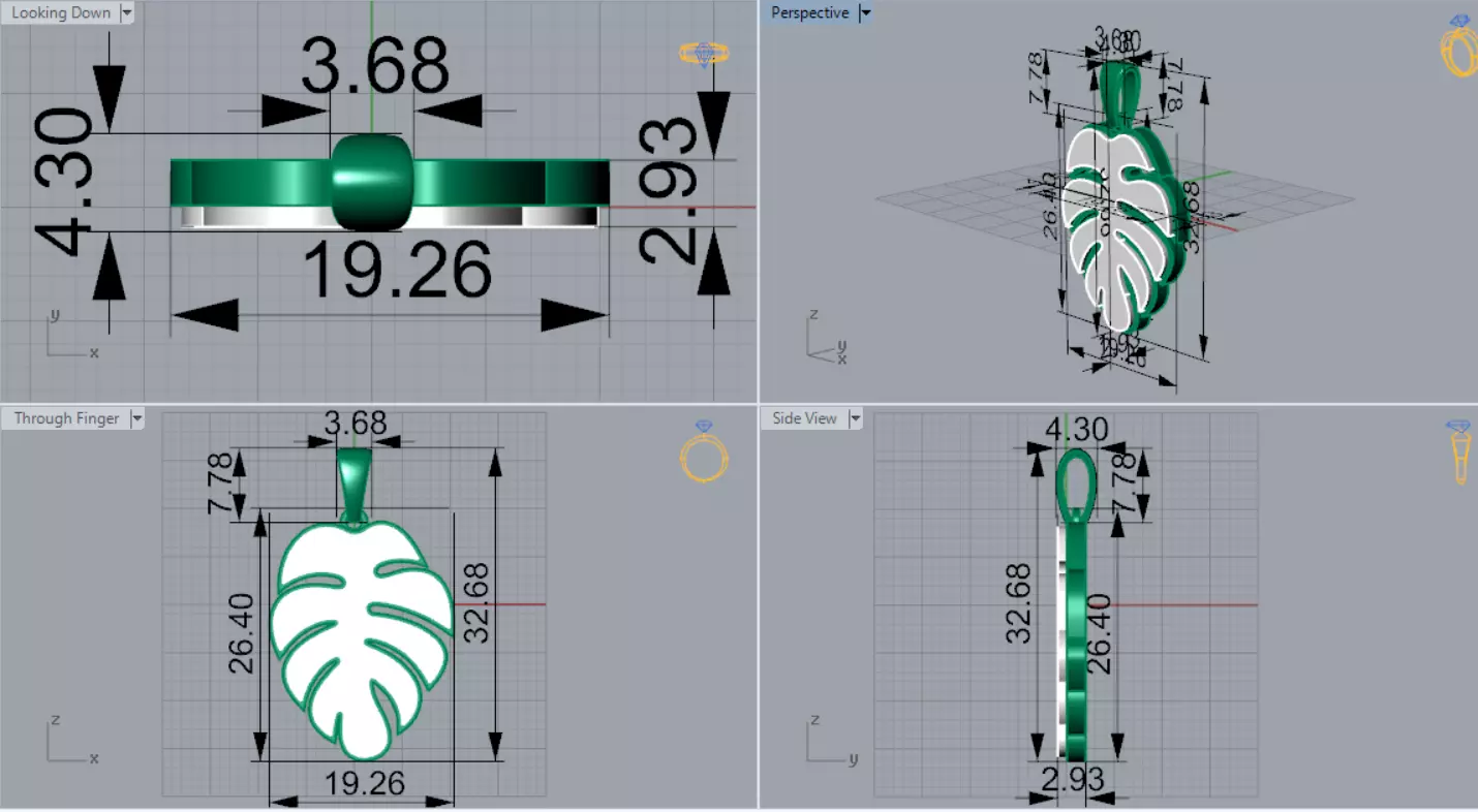 Plaque Turquoise Monstera Leaf gp0134 3D print model_8