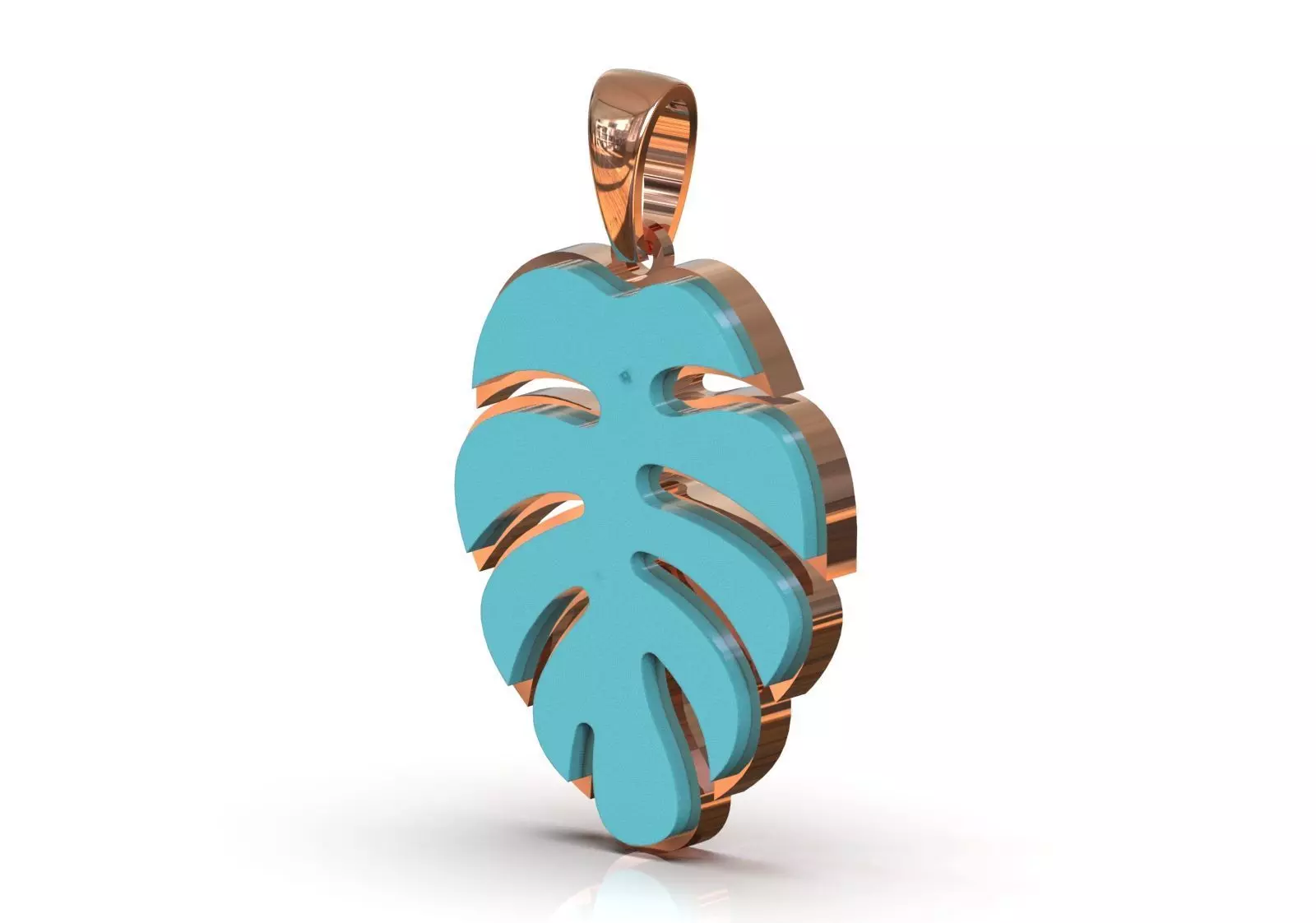 Plaque Turquoise Monstera Leaf gp0134 3D print model_13