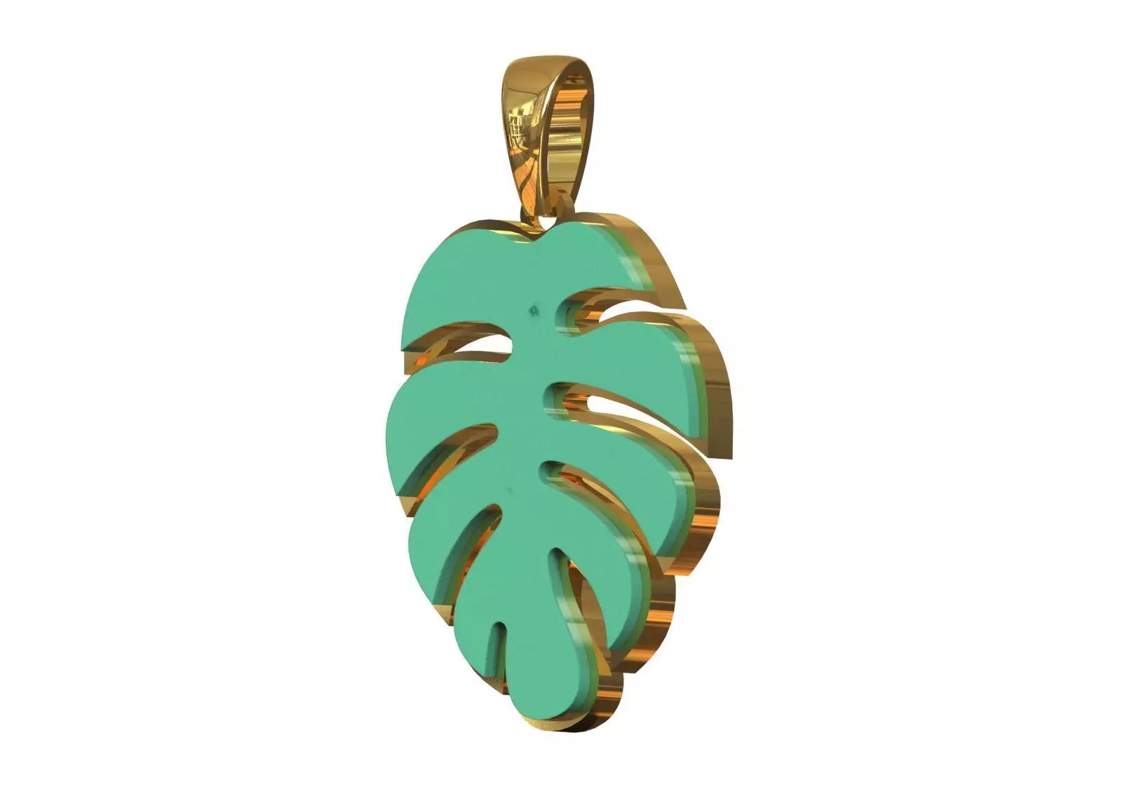 Plaque Turquoise Monstera Leaf gp0134 3D print model_4