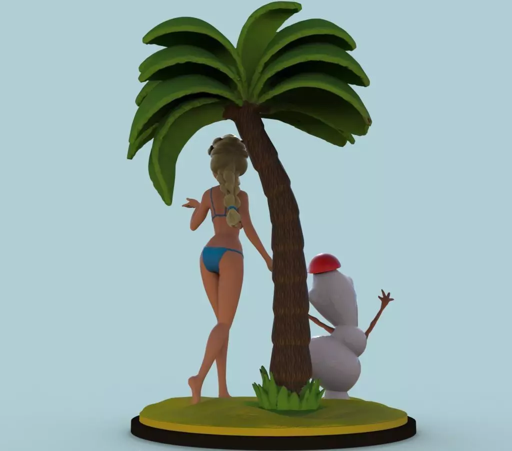 Elsa and Olaf in the beach 3D print model_4