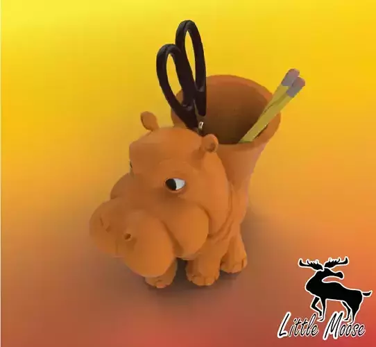 Cute Hippo Pen and Pencil Holder for Office or Kids Room