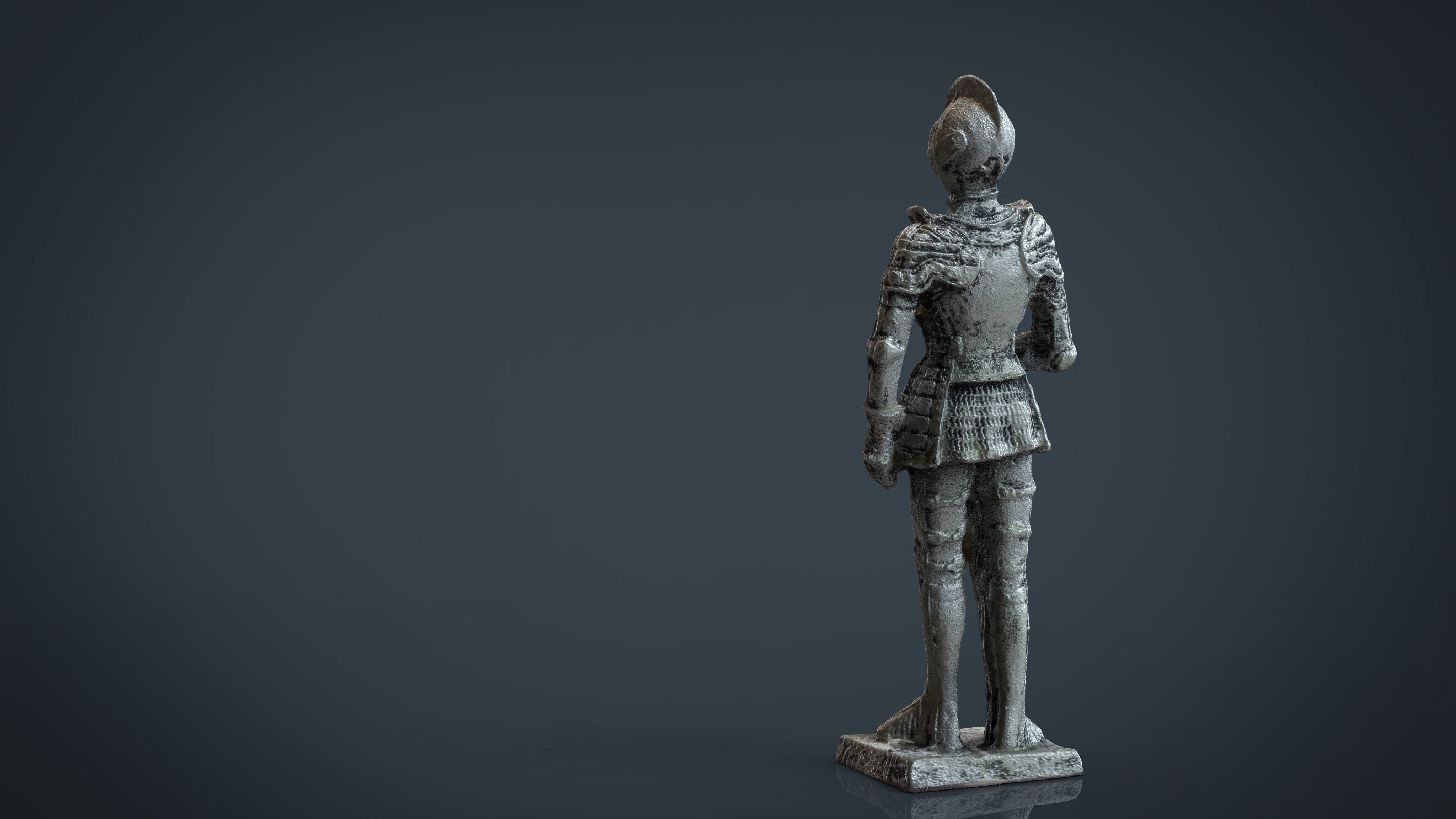 Medieval Knight Statue 3 Low-poly 3D model_7