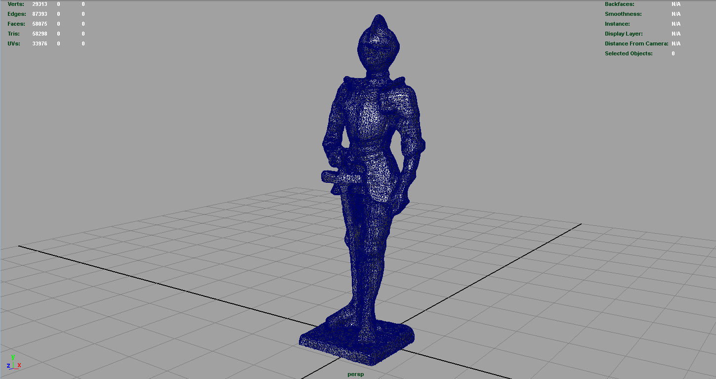 Medieval Knight Statue 3 Low-poly 3D model_6