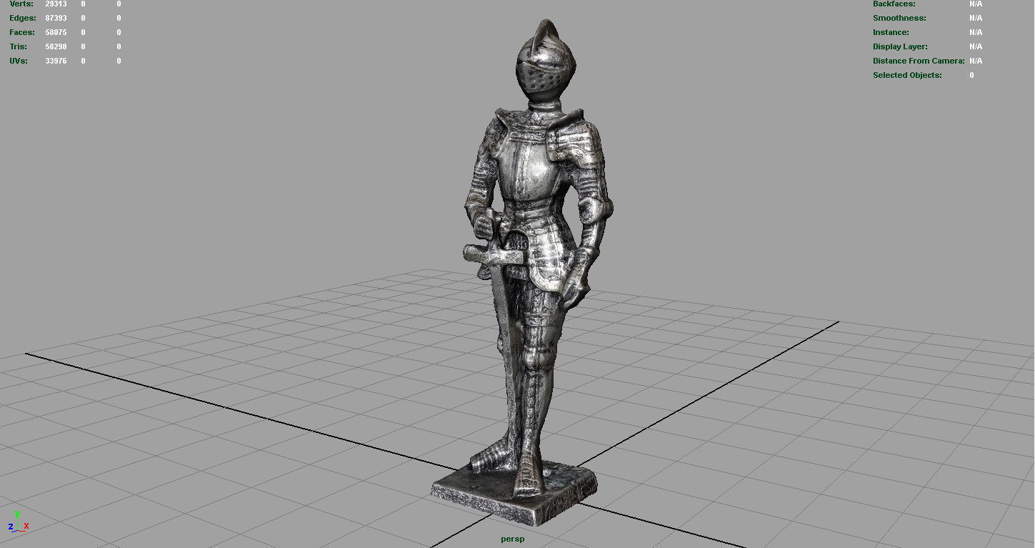 Medieval Knight Statue 3 Low-poly 3D model_3